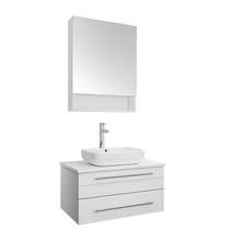 Load image into Gallery viewer, Fresca Lucera 30&quot; White Wall Hung Vessel Sink Modern Bathroom Vanity w/ Medicine Cabinet- Fresca