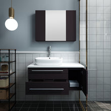 Load image into Gallery viewer, Fresca Lucera 36&quot; Espresso Wall Hung Vessel Sink Modern Bathroom Vanity w/ Medicine Cabinet - Left Version- Fresca