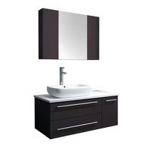 Load image into Gallery viewer, Fresca Lucera 36&quot; Espresso Wall Hung Vessel Sink Modern Bathroom Vanity w/ Medicine Cabinet - Left Version- Fresca