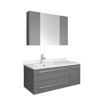 Load image into Gallery viewer, Fresca Lucera 36&quot; Gray Wall Hung Undermount Sink Modern Bathroom Vanity w/ Medicine Cabinet - Left Version- Fresca