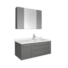 Load image into Gallery viewer, Fresca Lucera 36&quot; Gray Wall Hung Undermount Sink Modern Bathroom Vanity w/ Medicine Cabinet - Right Version- Fresca