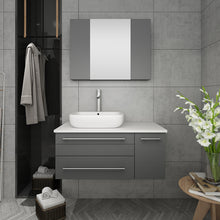 Load image into Gallery viewer, Fresca Lucera 36&quot; Gray Wall Hung Vessel Sink Modern Bathroom Vanity w/ Medicine Cabinet - Left Version- Fresca