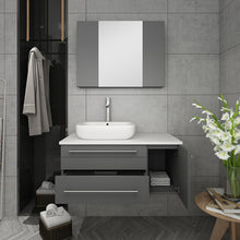 Load image into Gallery viewer, Fresca Lucera 36&quot; Gray Wall Hung Vessel Sink Modern Bathroom Vanity w/ Medicine Cabinet - Left Version- Fresca