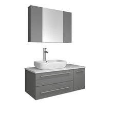 Load image into Gallery viewer, Fresca Lucera 36&quot; Gray Wall Hung Vessel Sink Modern Bathroom Vanity w/ Medicine Cabinet - Left Version- Fresca