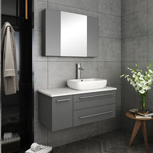 Load image into Gallery viewer, Fresca Lucera 36&quot; Gray Wall Hung Vessel Sink Modern Bathroom Vanity w/ Medicine Cabinet - Right Version- Fresca