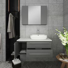 Load image into Gallery viewer, Fresca Lucera 36&quot; Gray Wall Hung Vessel Sink Modern Bathroom Vanity w/ Medicine Cabinet - Right Version- Fresca