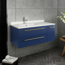 Load image into Gallery viewer, Fresca Lucera 36&quot; Royal Blue Wall Hung Undermount Sink Modern Bathroom Vanity w/ Medicine Cabinet - Left Version- Fresca