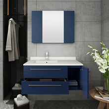 Load image into Gallery viewer, Fresca Lucera 36&quot; Royal Blue Wall Hung Undermount Sink Modern Bathroom Vanity w/ Medicine Cabinet - Left Version- Fresca
