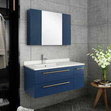 Load image into Gallery viewer, Fresca Lucera 36&quot; Royal Blue Wall Hung Undermount Sink Modern Bathroom Vanity w/ Medicine Cabinet - Left Version- Fresca