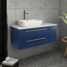 Load image into Gallery viewer, Fresca Lucera 36&quot; Royal Blue Wall Hung Vessel Sink Modern Bathroom Vanity w/ Medicine Cabinet - Left Version- Fresca