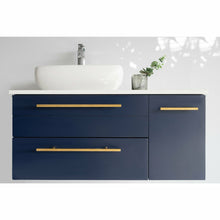 Load image into Gallery viewer, Fresca Lucera 36&quot; Royal Blue Wall Hung Vessel Sink Modern Bathroom Vanity w/ Medicine Cabinet - Left Version- Fresca