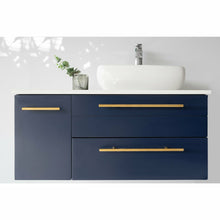 Load image into Gallery viewer, Fresca Lucera 36&quot; Royal Blue Wall Hung Vessel Sink Modern Bathroom Vanity w/ Medicine Cabinet - Right Version- Fresca