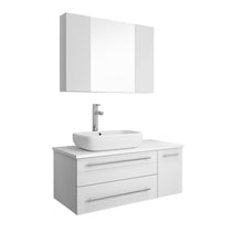 Load image into Gallery viewer, Fresca Lucera 36&quot; White Wall Hung Vessel Sink Modern Bathroom Vanity w/ Medicine Cabinet - Left Version- Fresca