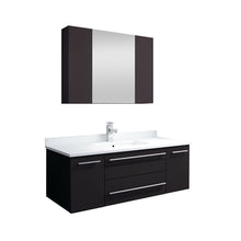 Load image into Gallery viewer, Fresca Lucera 42" Espresso Wall Hung Undermount Sink Modern Bathroom Vanity w/ Medicine Cabinet- Fresca