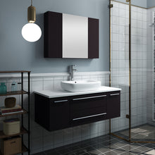 Load image into Gallery viewer, Fresca Lucera 42" Espresso Wall Hung Vessel Sink Modern Bathroom Vanity w/ Medicine Cabinet- Fresca