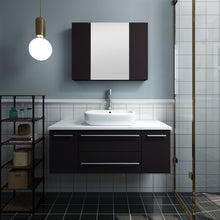Load image into Gallery viewer, Fresca Lucera 42" Espresso Wall Hung Vessel Sink Modern Bathroom Vanity w/ Medicine Cabinet- Fresca