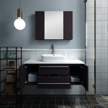 Load image into Gallery viewer, Fresca Lucera 42" Espresso Wall Hung Vessel Sink Modern Bathroom Vanity w/ Medicine Cabinet- Fresca