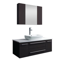 Load image into Gallery viewer, Fresca Lucera 42" Espresso Wall Hung Vessel Sink Modern Bathroom Vanity w/ Medicine Cabinet- Fresca