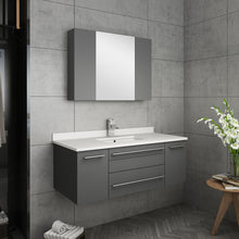 Load image into Gallery viewer, Fresca Lucera 42" Gray Wall Hung Undermount Sink Modern Bathroom Vanity w/ Medicine Cabinet- Fresca