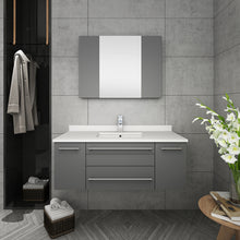 Load image into Gallery viewer, Fresca Lucera 42" Gray Wall Hung Undermount Sink Modern Bathroom Vanity w/ Medicine Cabinet- Fresca