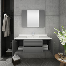 Load image into Gallery viewer, Fresca Lucera 42" Gray Wall Hung Undermount Sink Modern Bathroom Vanity w/ Medicine Cabinet- Fresca