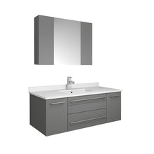 Load image into Gallery viewer, Fresca Lucera 42" Gray Wall Hung Undermount Sink Modern Bathroom Vanity w/ Medicine Cabinet- Fresca