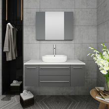 Load image into Gallery viewer, Fresca Lucera 42" Gray Wall Hung Vessel Sink Modern Bathroom Vanity w/ Medicine Cabinet- Fresca