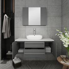 Load image into Gallery viewer, Fresca Lucera 42" Gray Wall Hung Vessel Sink Modern Bathroom Vanity w/ Medicine Cabinet- Fresca