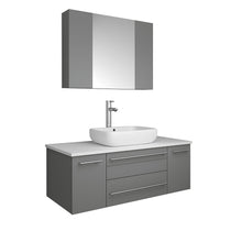 Load image into Gallery viewer, Fresca Lucera 42" Gray Wall Hung Vessel Sink Modern Bathroom Vanity w/ Medicine Cabinet- Fresca