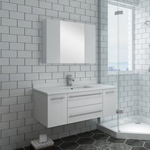 Load image into Gallery viewer, Fresca Lucera 42" White Wall Hung Undermount Sink Modern Bathroom Vanity w/ Medicine Cabinet- Fresca