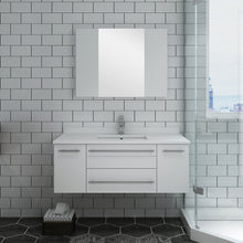 Load image into Gallery viewer, Fresca Lucera 42" White Wall Hung Undermount Sink Modern Bathroom Vanity w/ Medicine Cabinet- Fresca