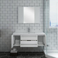 Load image into Gallery viewer, Fresca Lucera 42" White Wall Hung Undermount Sink Modern Bathroom Vanity w/ Medicine Cabinet- Fresca