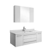 Load image into Gallery viewer, Fresca Lucera 42" White Wall Hung Undermount Sink Modern Bathroom Vanity w/ Medicine Cabinet- Fresca