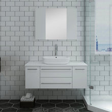 Load image into Gallery viewer, Fresca Lucera 42" White Wall Hung Vessel Sink Modern Bathroom Vanity w/ Medicine Cabinet- Fresca