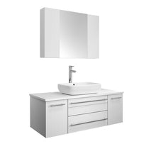 Load image into Gallery viewer, Fresca Lucera 42" White Wall Hung Vessel Sink Modern Bathroom Vanity w/ Medicine Cabinet- Fresca
