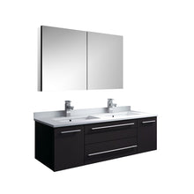 Load image into Gallery viewer, Fresca Lucera 48&quot; Espresso Wall Hung Double Undermount Sink Modern Bathroom Vanity w/ Medicine Cabinet- Fresca