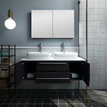 Load image into Gallery viewer, Fresca Lucera 48&quot; Espresso Wall Hung Double Vessel Sink Modern Bathroom Vanity w/ Medicine Cabinet- Fresca