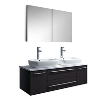 Load image into Gallery viewer, Fresca Lucera 48&quot; Espresso Wall Hung Double Vessel Sink Modern Bathroom Vanity w/ Medicine Cabinet- Fresca