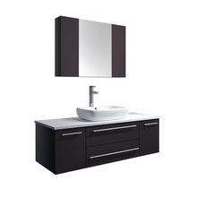 Load image into Gallery viewer, Fresca Lucera 48&quot; Espresso Wall Hung Vessel Sink Modern Bathroom Vanity w/ Medicine Cabinet- Fresca