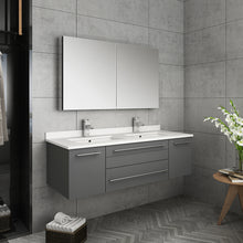 Load image into Gallery viewer, Fresca Lucera 48&quot; Gray Wall Hung Double Undermount Sink Modern Bathroom Vanity w/ Medicine Cabinet- Fresca