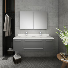 Load image into Gallery viewer, Fresca Lucera 48&quot; Gray Wall Hung Double Undermount Sink Modern Bathroom Vanity w/ Medicine Cabinet- Fresca