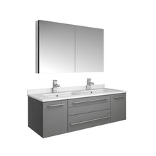 Load image into Gallery viewer, Fresca Lucera 48&quot; Gray Wall Hung Double Undermount Sink Modern Bathroom Vanity w/ Medicine Cabinet- Fresca