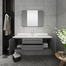 Load image into Gallery viewer, Fresca Lucera 48&quot; Gray Wall Hung Undermount Sink Modern Bathroom Vanity w/ Medicine Cabinet- Fresca