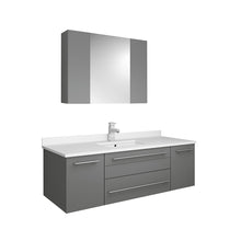 Load image into Gallery viewer, Fresca Lucera 48&quot; Gray Wall Hung Undermount Sink Modern Bathroom Vanity w/ Medicine Cabinet- Fresca