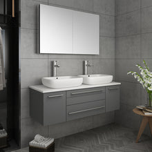 Load image into Gallery viewer, Fresca Lucera 48&quot; Gray Wall Hung Double Vessel Sink Modern Bathroom Vanity w/ Medicine Cabinet- Fresca