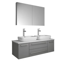 Load image into Gallery viewer, Fresca Lucera 48&quot; Gray Wall Hung Double Vessel Sink Modern Bathroom Vanity w/ Medicine Cabinet- Fresca