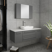 Load image into Gallery viewer, Fresca Lucera 48&quot; Gray Wall Hung Vessel Sink Modern Bathroom Vanity w/ Medicine Cabinet- Fresca