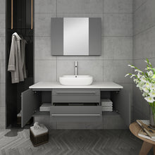 Load image into Gallery viewer, Fresca Lucera 48&quot; Gray Wall Hung Vessel Sink Modern Bathroom Vanity w/ Medicine Cabinet- Fresca