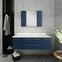 Load image into Gallery viewer, Fresca Lucera 48&quot; Royal Blue Wall Hung Undermount Sink Modern Bathroom Vanity w/ Medicine Cabinet- Fresca