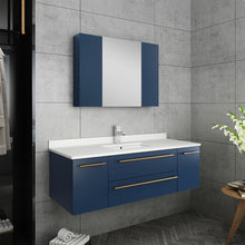 Load image into Gallery viewer, Fresca Lucera 48&quot; Royal Blue Wall Hung Undermount Sink Modern Bathroom Vanity w/ Medicine Cabinet- Fresca